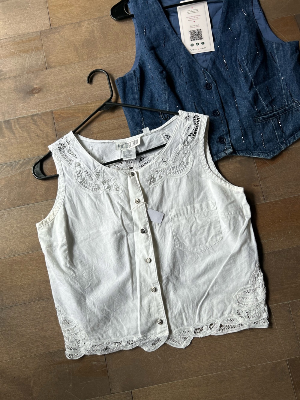 Together White Embroidered Cotton Camisole